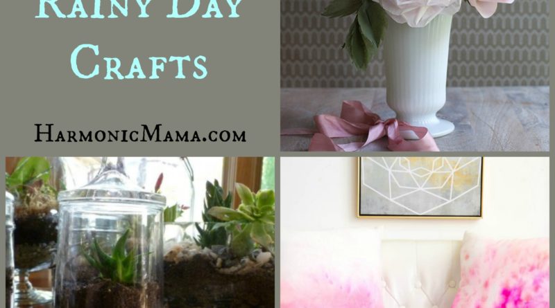 Images of three crafts for this weeks friday finds. Water color pillows, Terrarium and tissue paper roses.